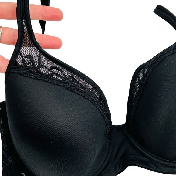 Soma Breathe Beautifully full coverage bra black lace trim 34DD - Picture 3 of 7